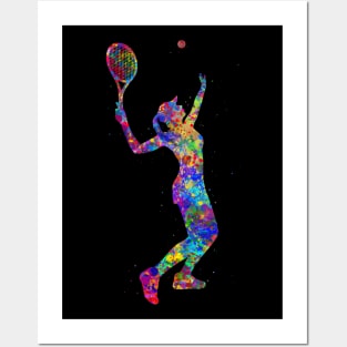 Tennis player girl watercolor Posters and Art